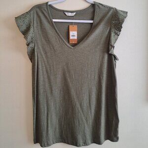 Denver Hayes Women's Eylet Cap Sleeve T-shirt